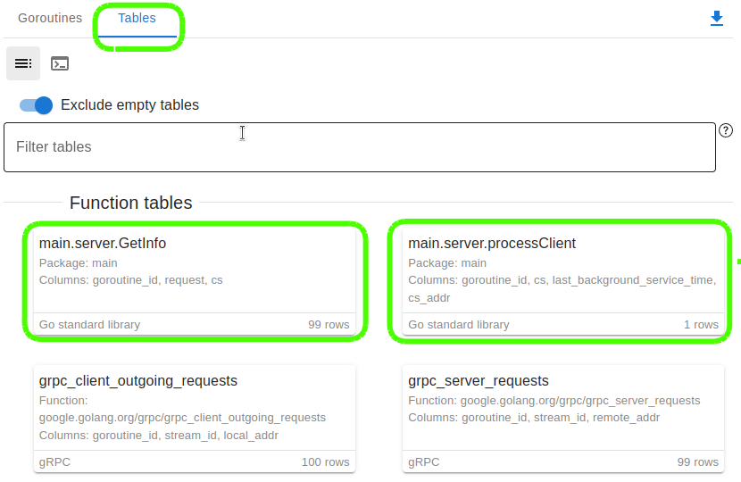 server tables